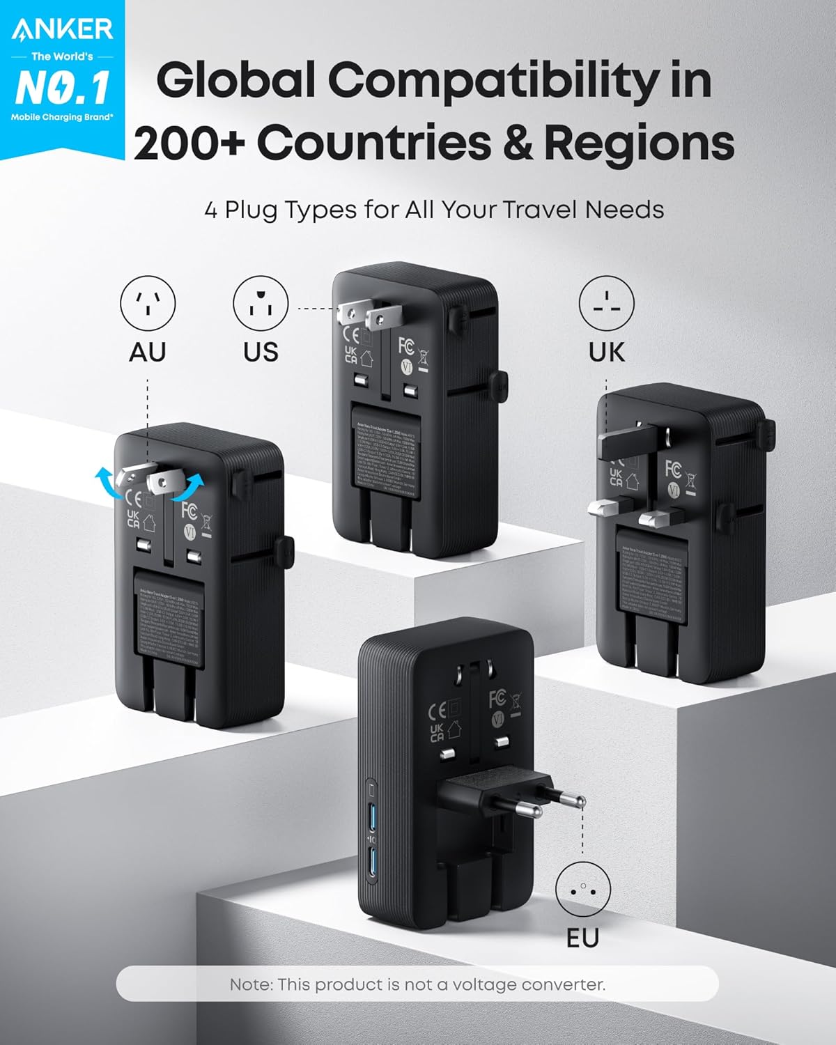 Anker Nano Travel Adapter (5-in-1, 20W, 1-Pack) - We The Collective