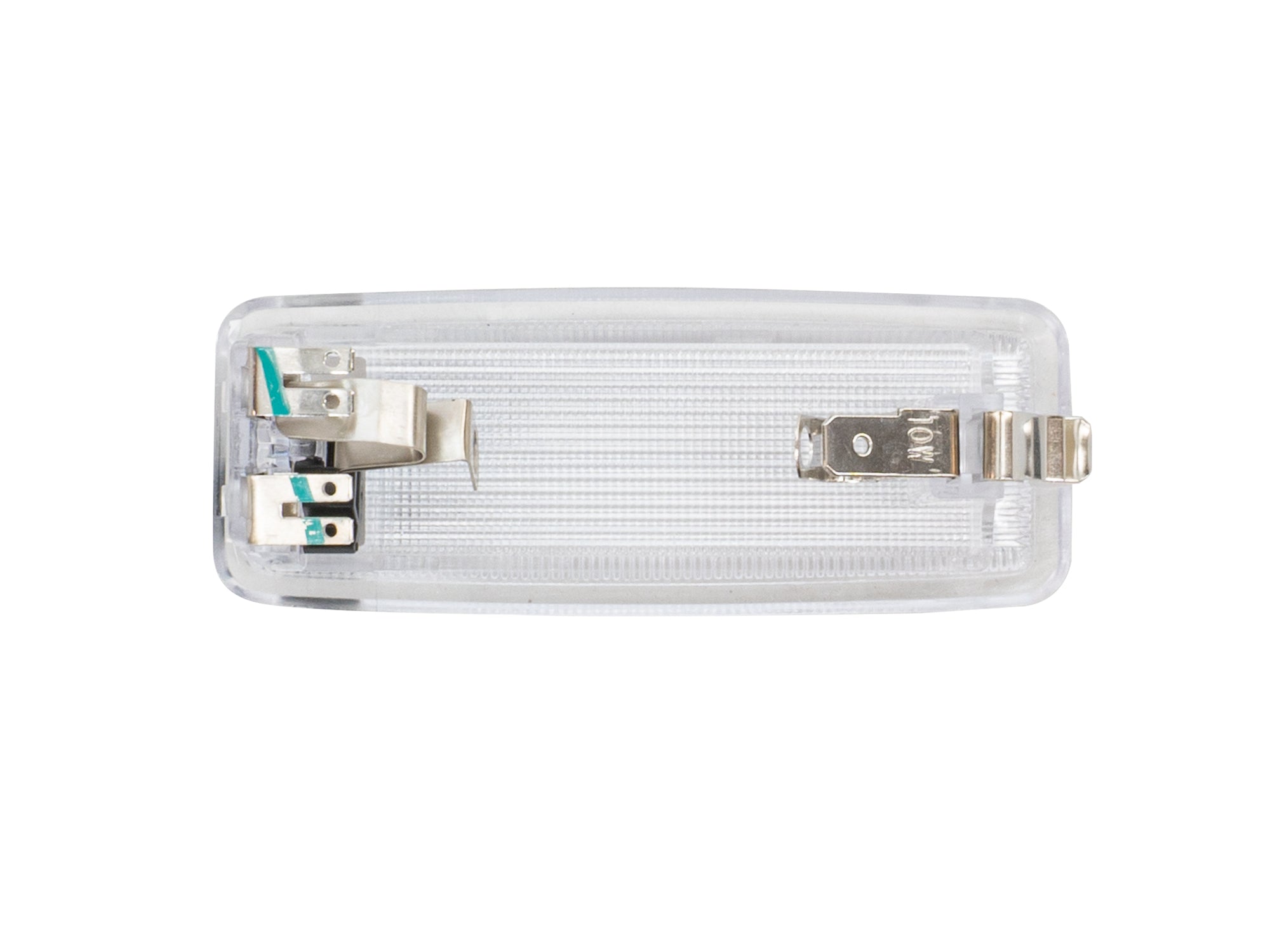 GoWesty dome light with clear lens and black housing, mounted on a vehicle ceiling for interior illumination.