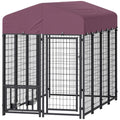 Welded Wire Outdoor Dog Kennel with 360° Rotating & Adjustable Bowls, Waterproof Cover, 7.9 x 4 x 6 ft - OVERLANDERS Outfitter
