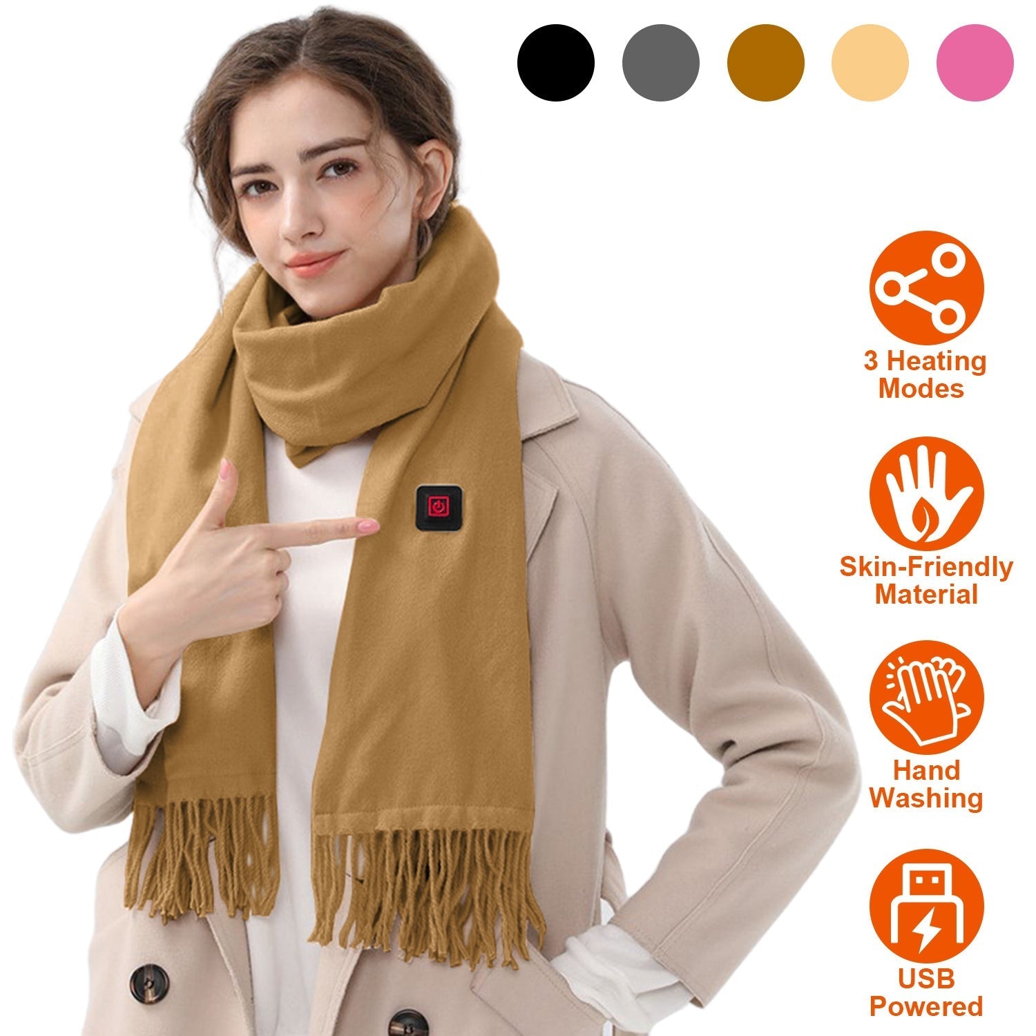 Electric Heated Winter Scarf USB Heating Neck Wrap Unisex Heated Neck Shawl Soft Warm Scarves 3 Heating Modes for Outdoor Cycling Skiing Skating - OVERLANDERS Outfitter