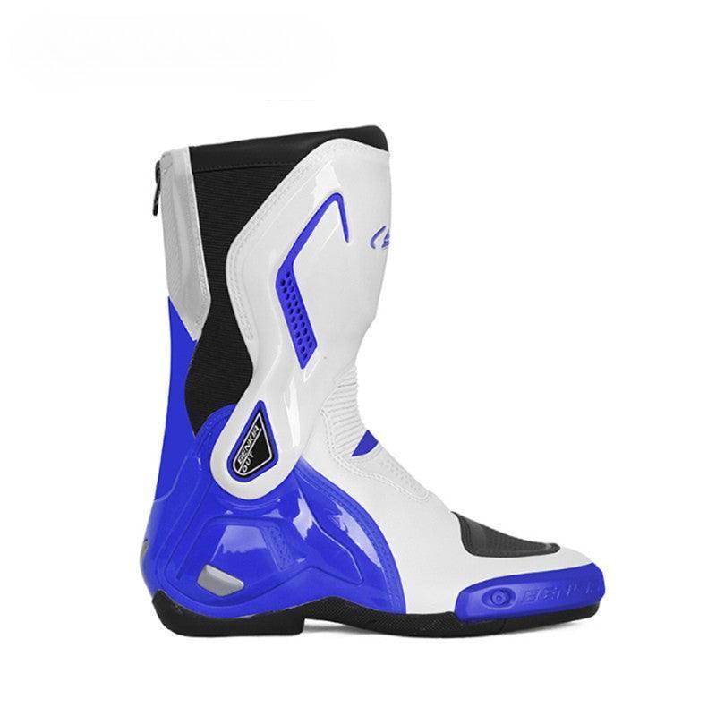 Bean's Moto Booth BENKIA™ Titanium Alloy motorcycle riding boots with reinforced ankle protection and rugged sole for riding safety.