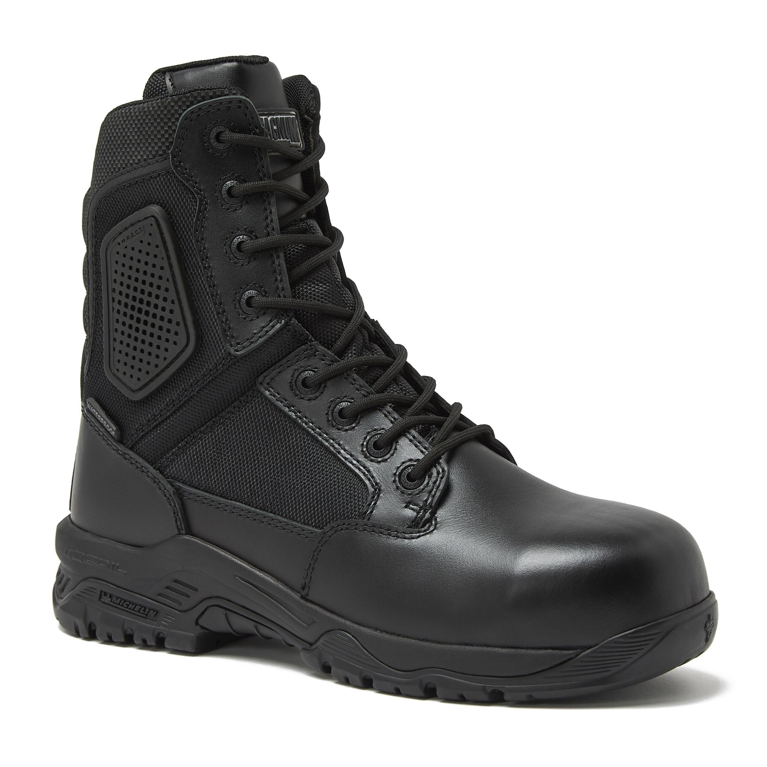 Magnum Boots Strike Force 8-inch waterproof tactical boot with rugged design and sturdy sole, suitable for outdoor and tactical use.