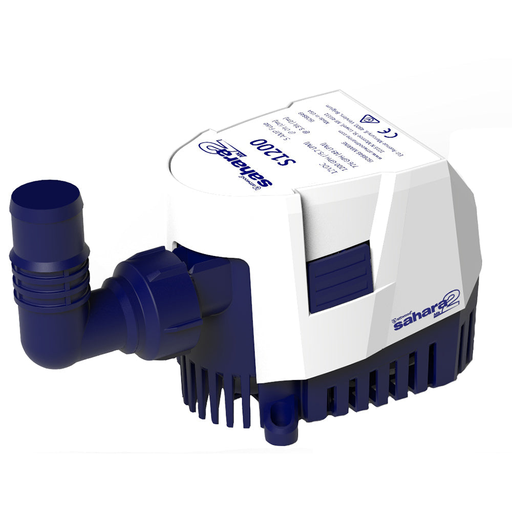 Attwood Sahara MK2 S1200 12V automatic bilge pump with 1200 GPH flow rate, designed for marine bilge water removal.
