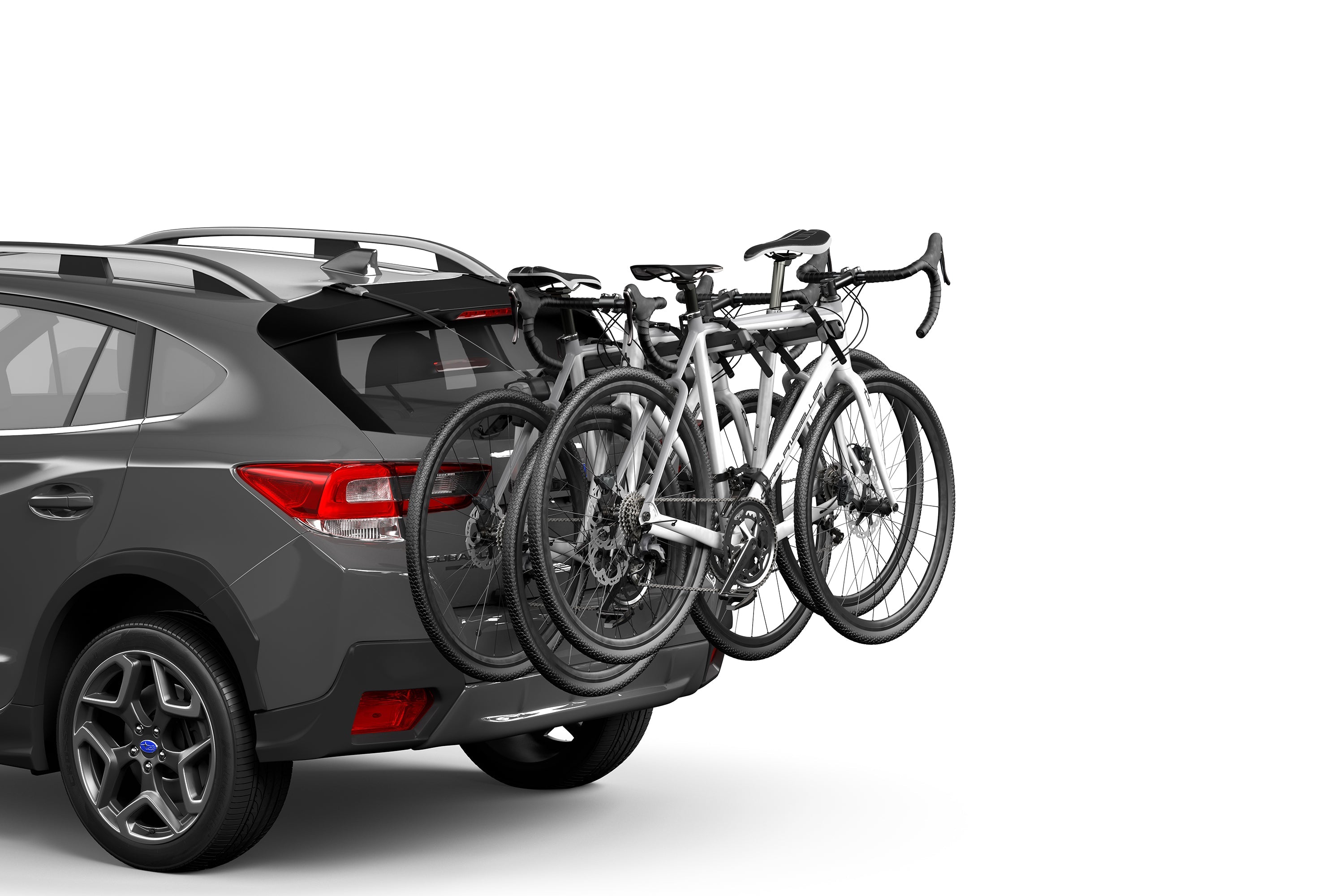 Backcountry Sportsman Thule OutWay 3 bike rack mounted on a vehicle, showcasing its durable design and secure bike holding features.