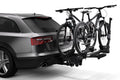 Backcountry Sportsman Thule T2 Pro XTR 2 bike rack mounted on vehicle, showing sturdy frame and loading arms for secure bike transport