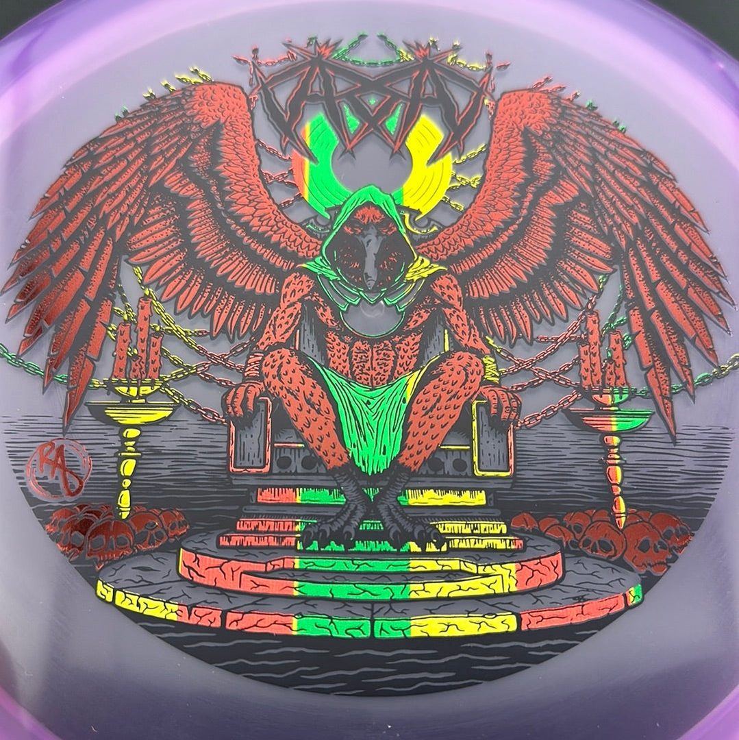 CryZtal Buzzz disc golf disc by Rare Air Discs, featuring Karudi the Overseer artwork from Cult of RAD series.
