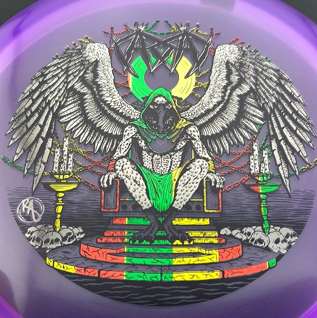 CryZtal Buzzz disc golf disc by Rare Air Discs featuring Karudi the Overseer design from Cult of RAD series.