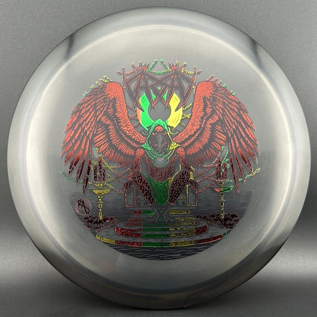 CryZtal Buzzz disc golf disc by Rare Air Discs featuring Karudi the Overseer design from Cult of RAD series.