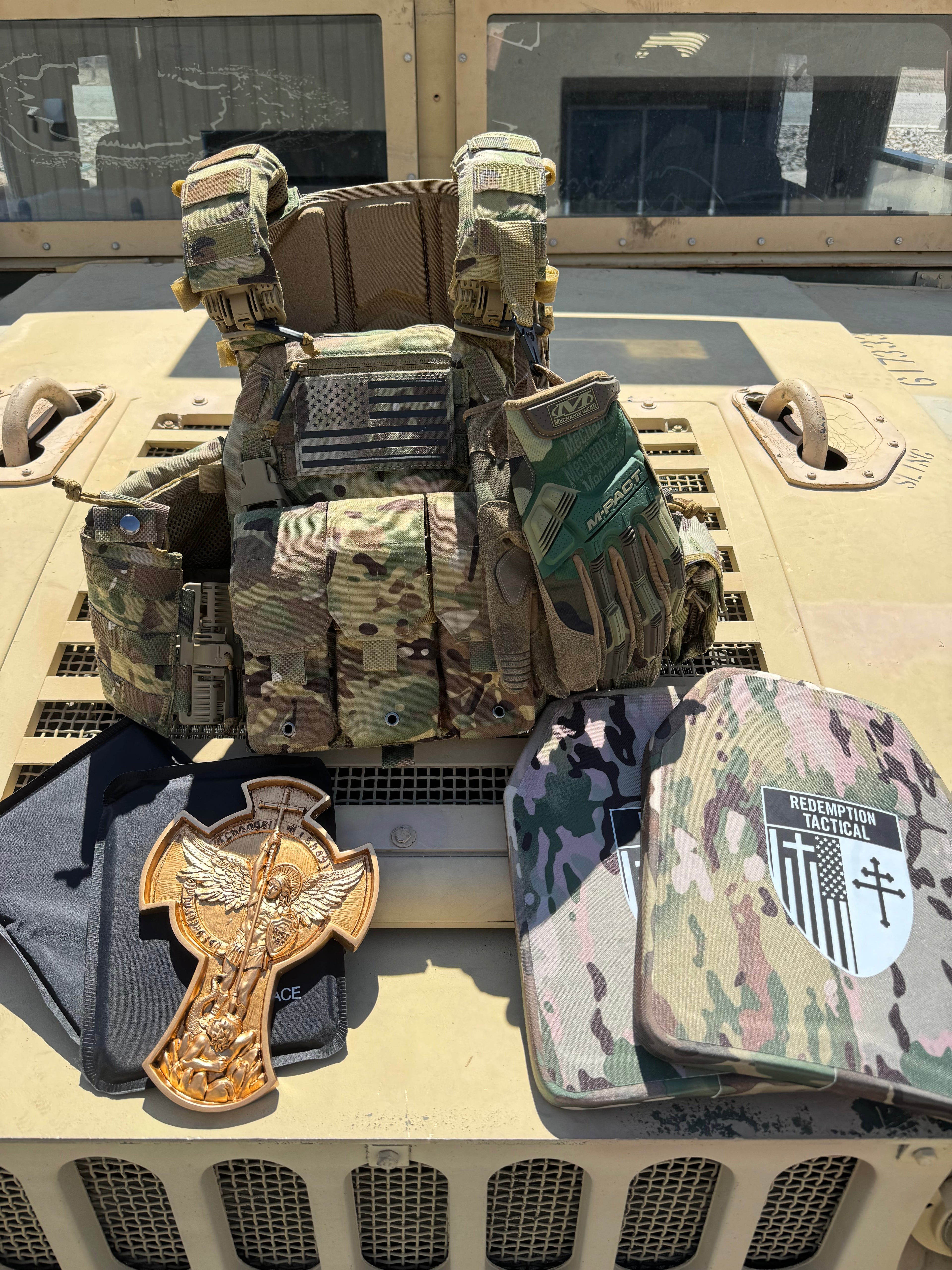 Lightweight Redemption Tactical Archangel 2.0 armor kit with Level IV front/back plates and Level IIIA placard.