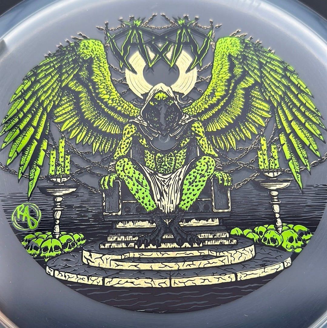 CryZtal Buzzz disc golf disc by Rare Air Discs featuring Karudi the Overseer from Cult of RAD, with vibrant crystal-like design.