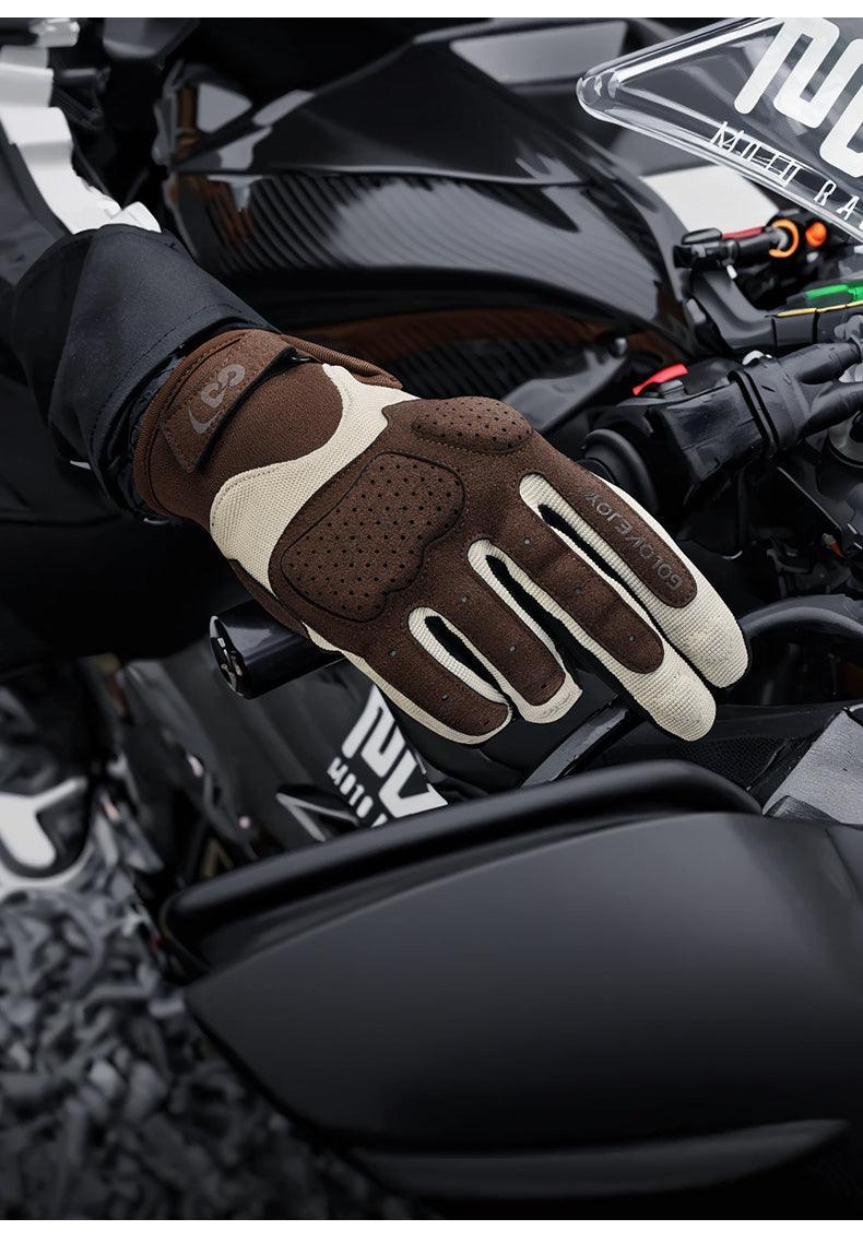 Bean's Moto Booth ColorGuard™ summer sun protection breathable motorcycle gloves, featuring lightweight fabric and reinforced palms.