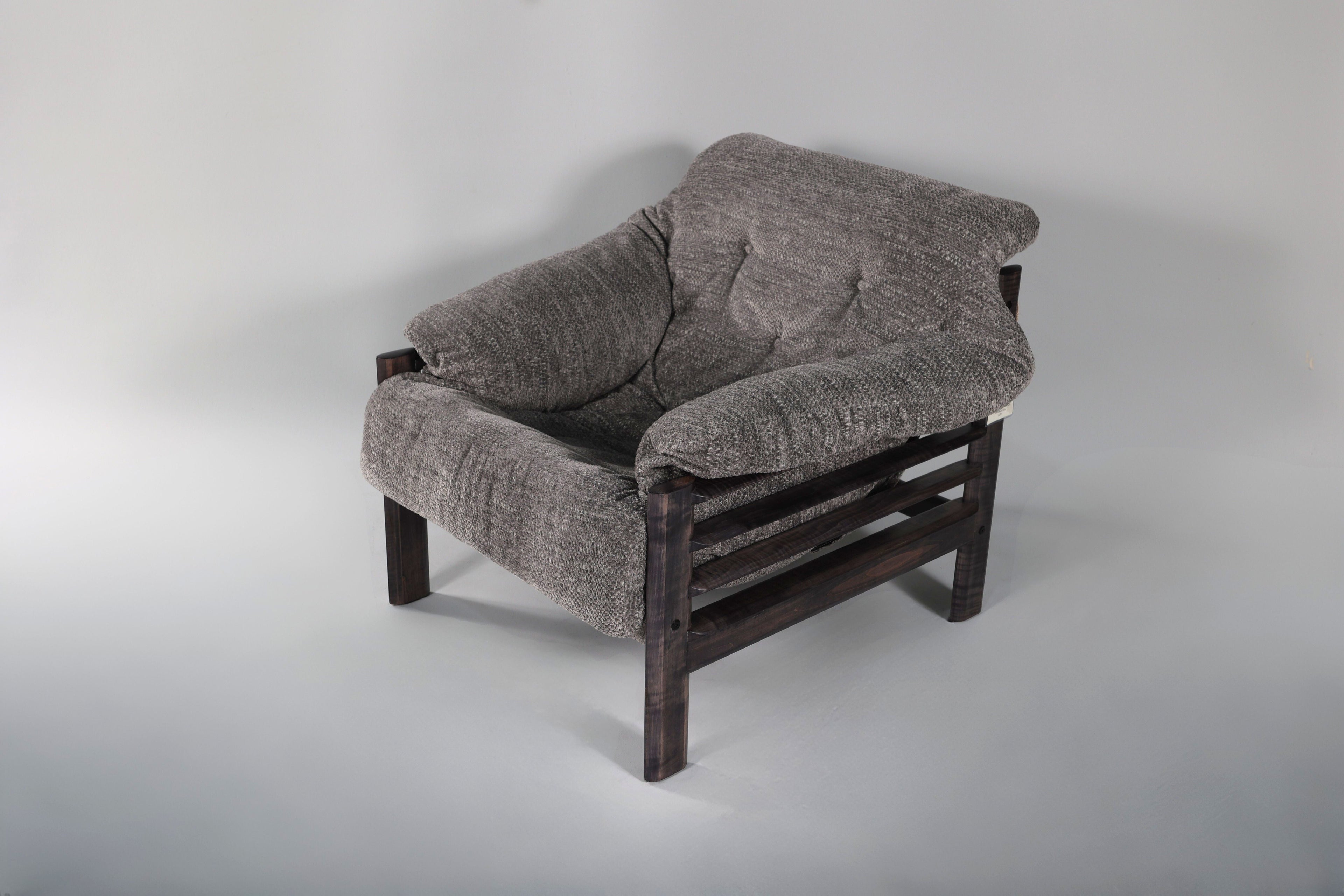 Chair & Ottoman – Taye with Tiger Maple Arms (Grey) - We The Collective