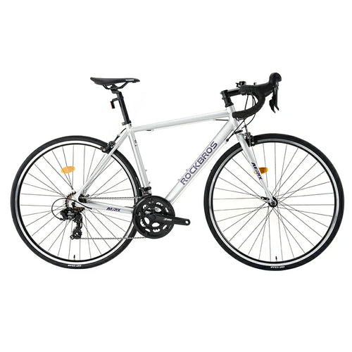 Lightweight aluminum road bike by ROCKBROS-US with sleek frame, drop handlebars, and racing tires perfect for speed and performance.