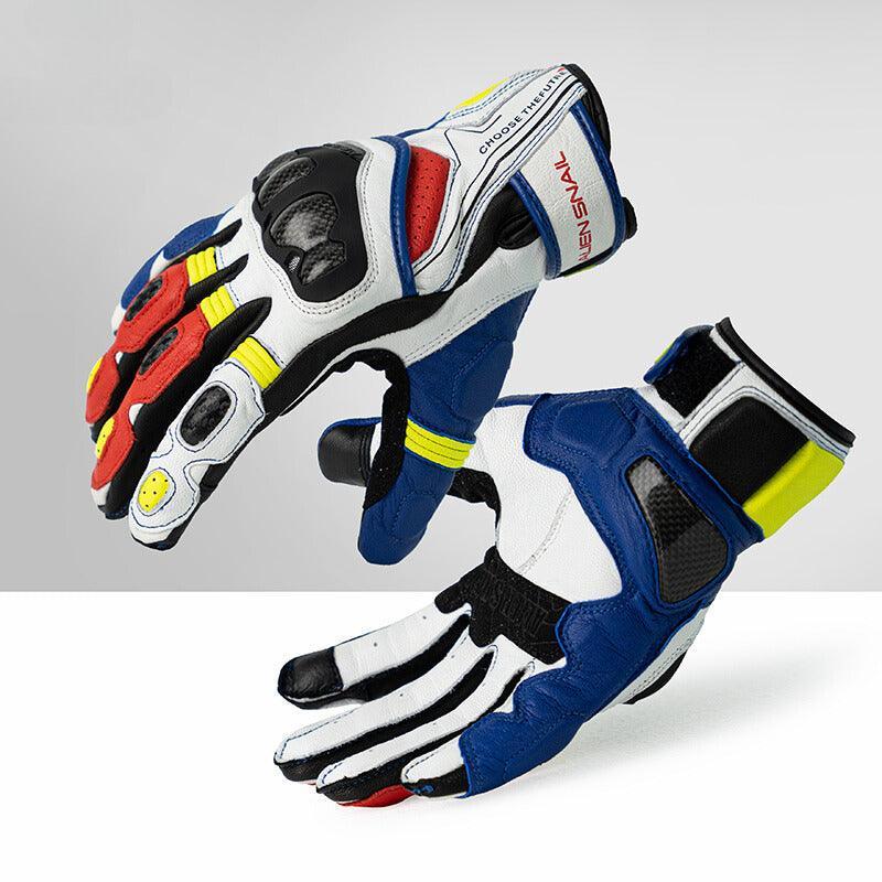 Alien Snail™ motorcycle tactical racing gloves by Bean's Moto Booth, featuring carbon fiber material and reinforced knuckle protection.