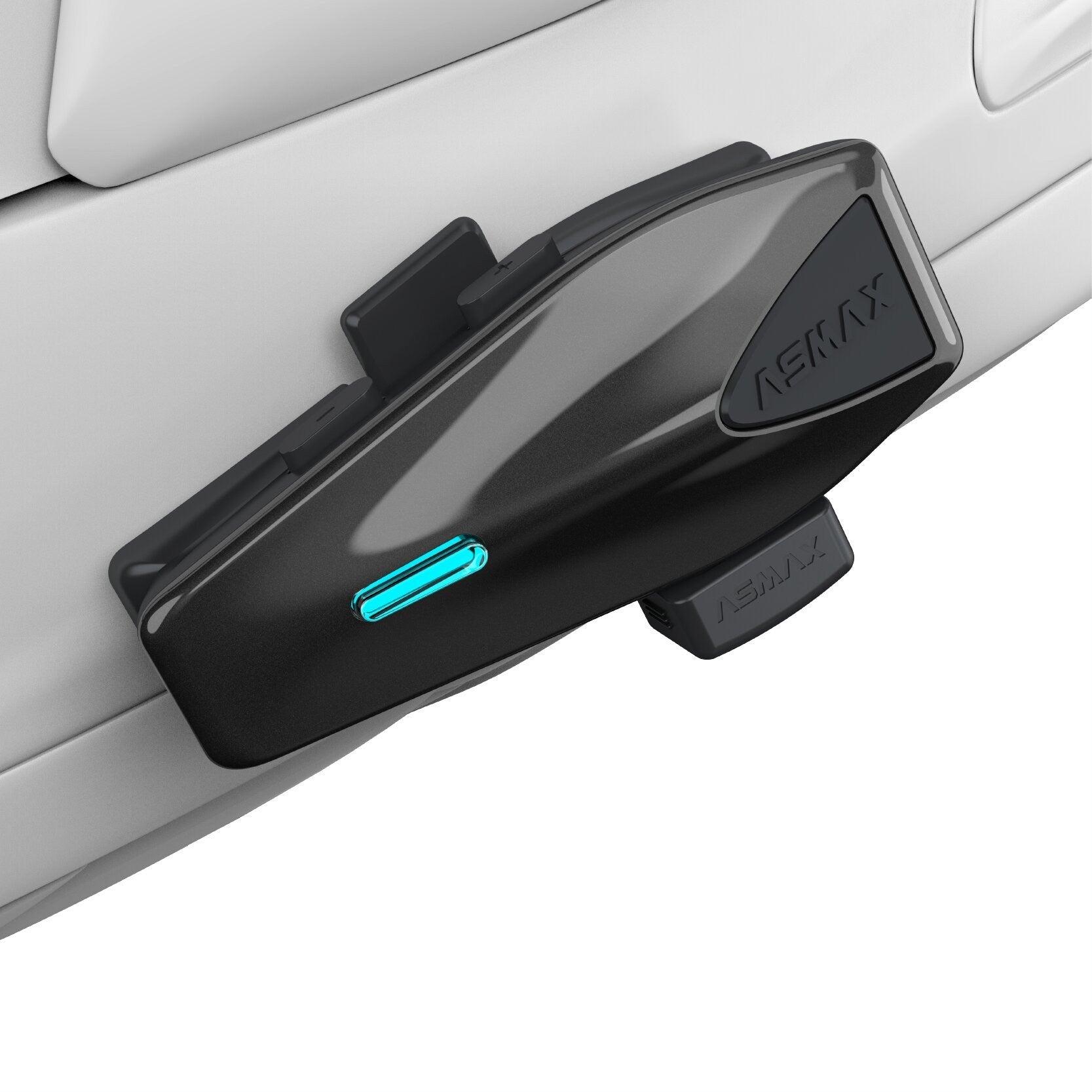 Bean's Moto Booth ASMAX™ wireless Bluetooth motorcycle helmet headset with built-in microphone for communication and audio.