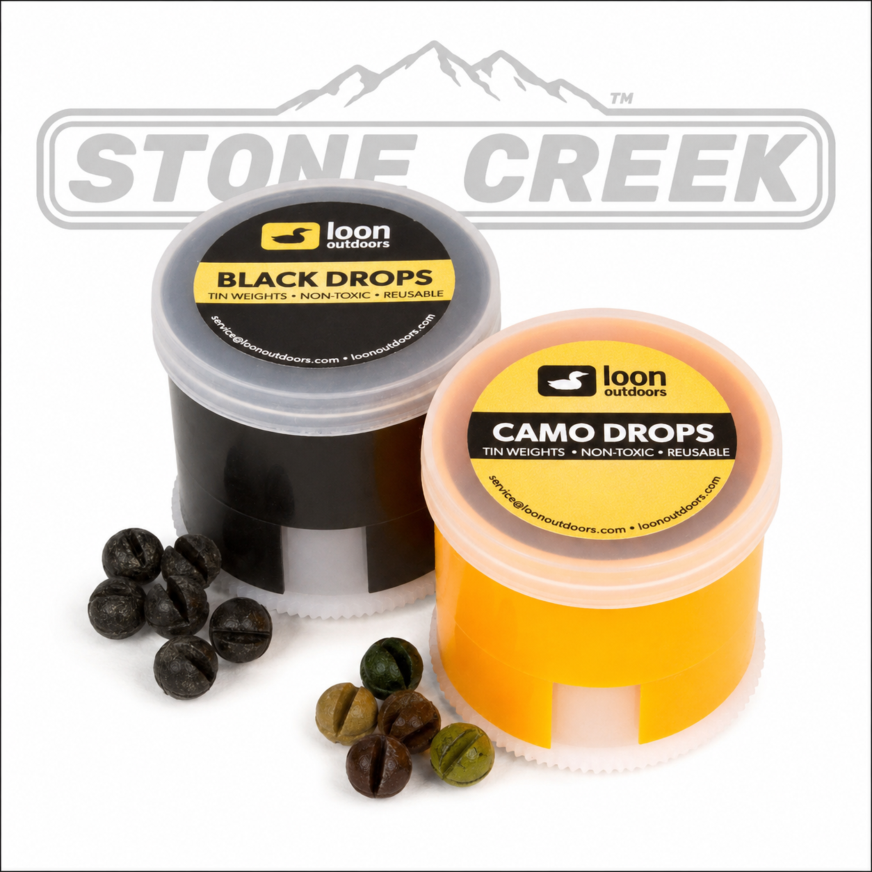 Stone Creek Outfitters Loon™ Tin Drop Twist Pots fishing lure with metal drop, designed for freshwater fishing.
