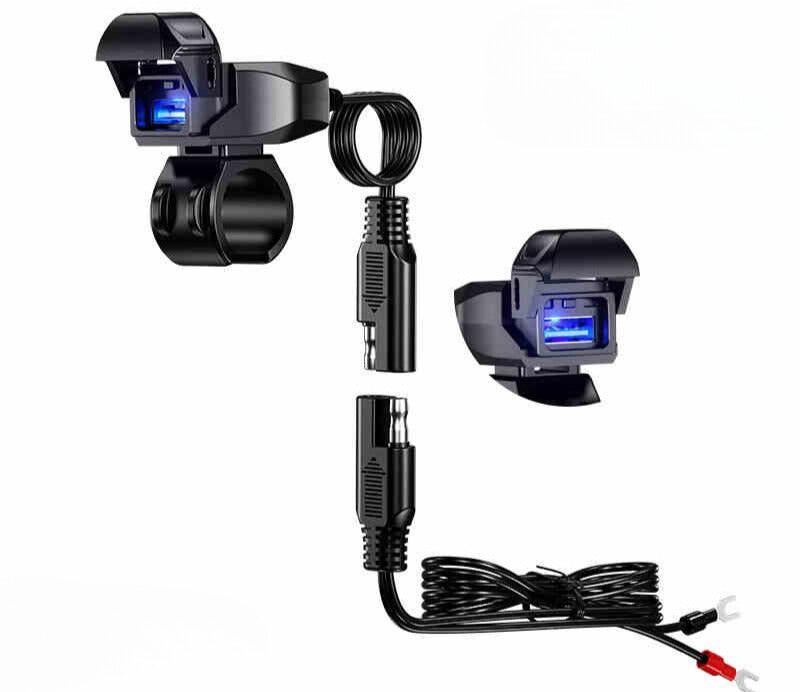 Motorcycle modified fast charging USB Type-C port accessory from Bean's Moto Booth, designed for easy installation on bikes.