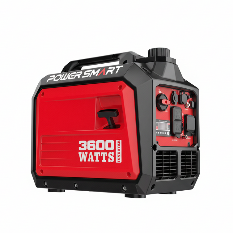 PowerSmart 3600W inverter gas generator from the DB5035 series, shown with control panel and ventilation openings.