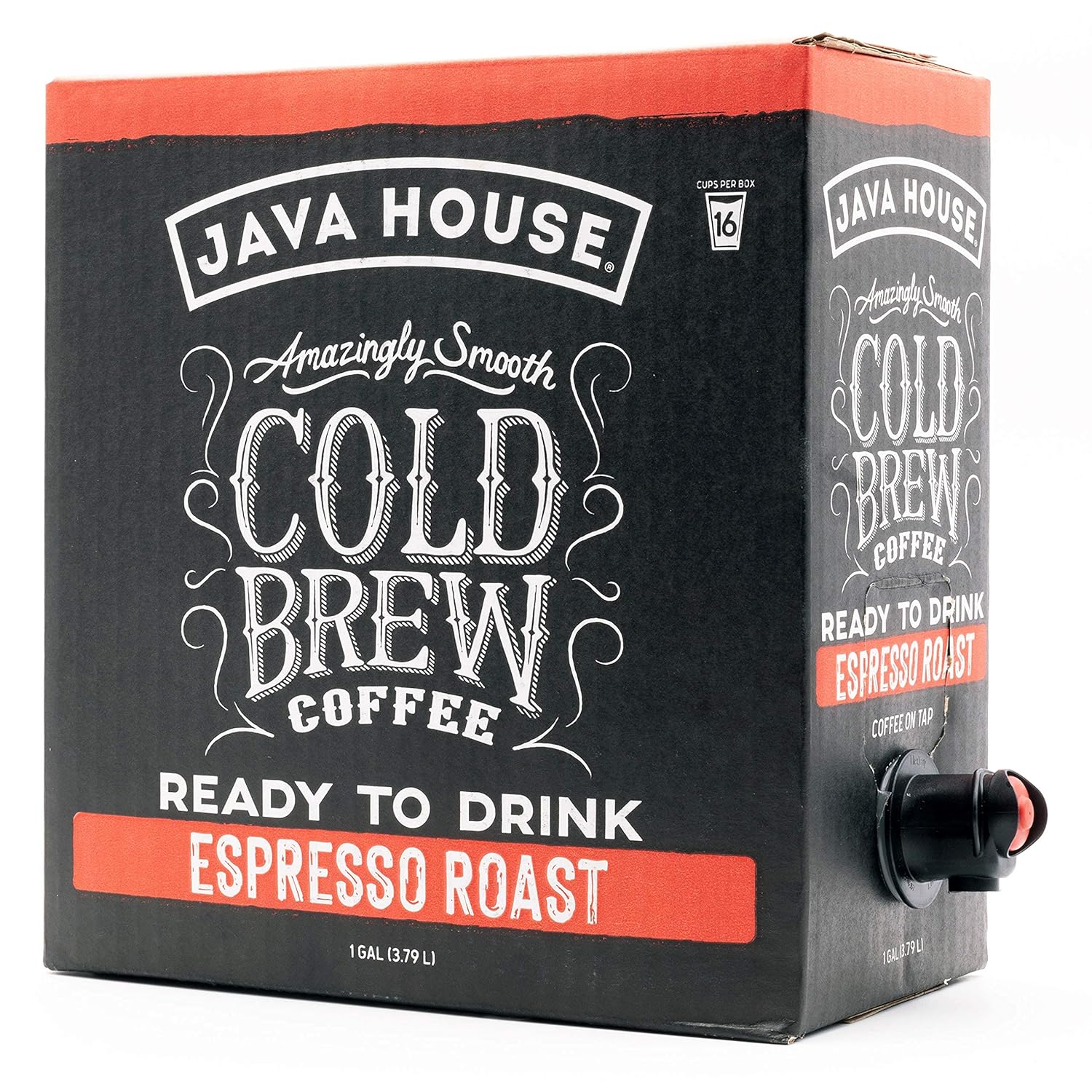 Cold brew espresso on tap from Java House, showing a sleek tap handle and glass filled with dark, rich coffee.