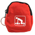 Red belt loop keychain with CPR face shield, gloves, and cleansing wipes, compact CPR emergency equipment from quakekits.com.