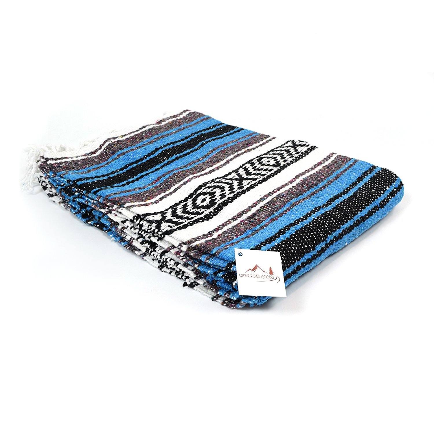 Bright Blue Mexican Falsa Blanket - OVERLANDERS Outfitter