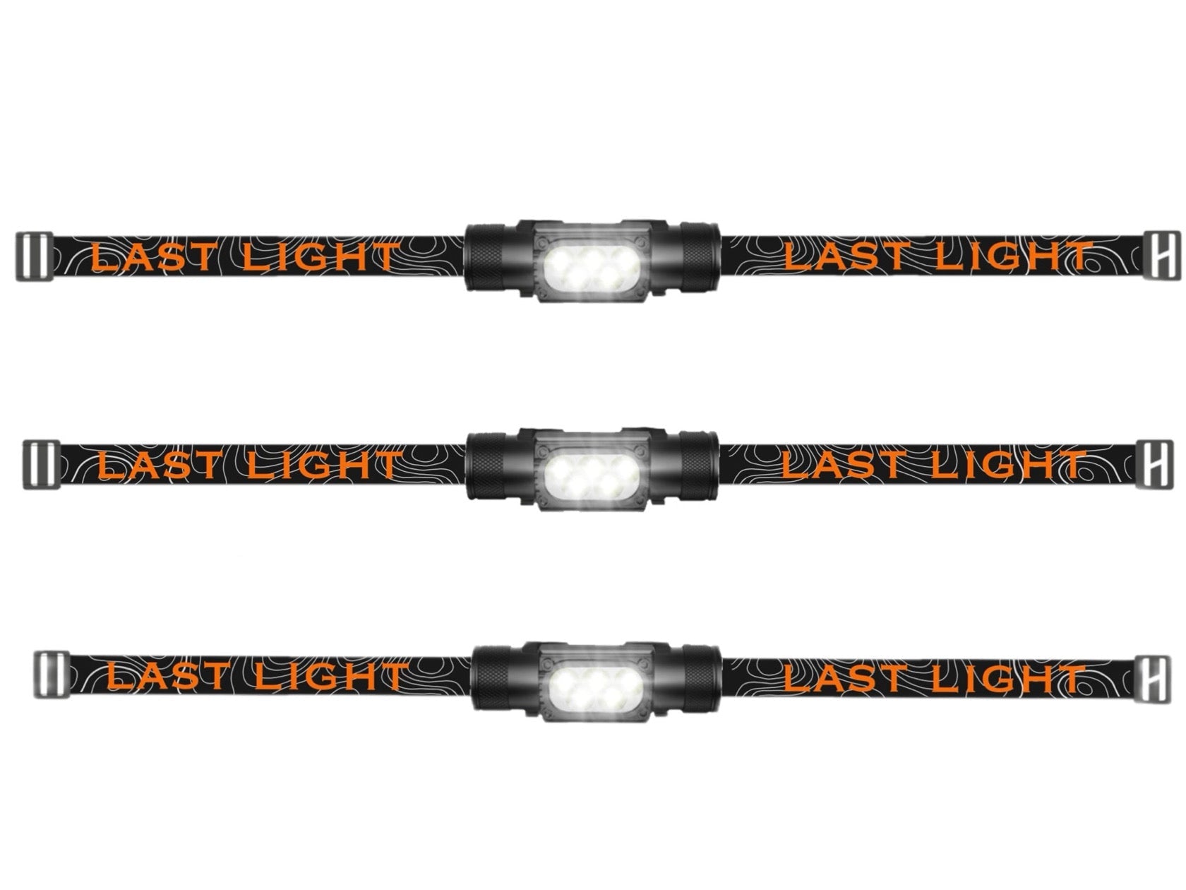 Last Light LLC Strike 1800 Headlamp with adjustable straps and bright LED light for outdoor activities and hands-free illumination.