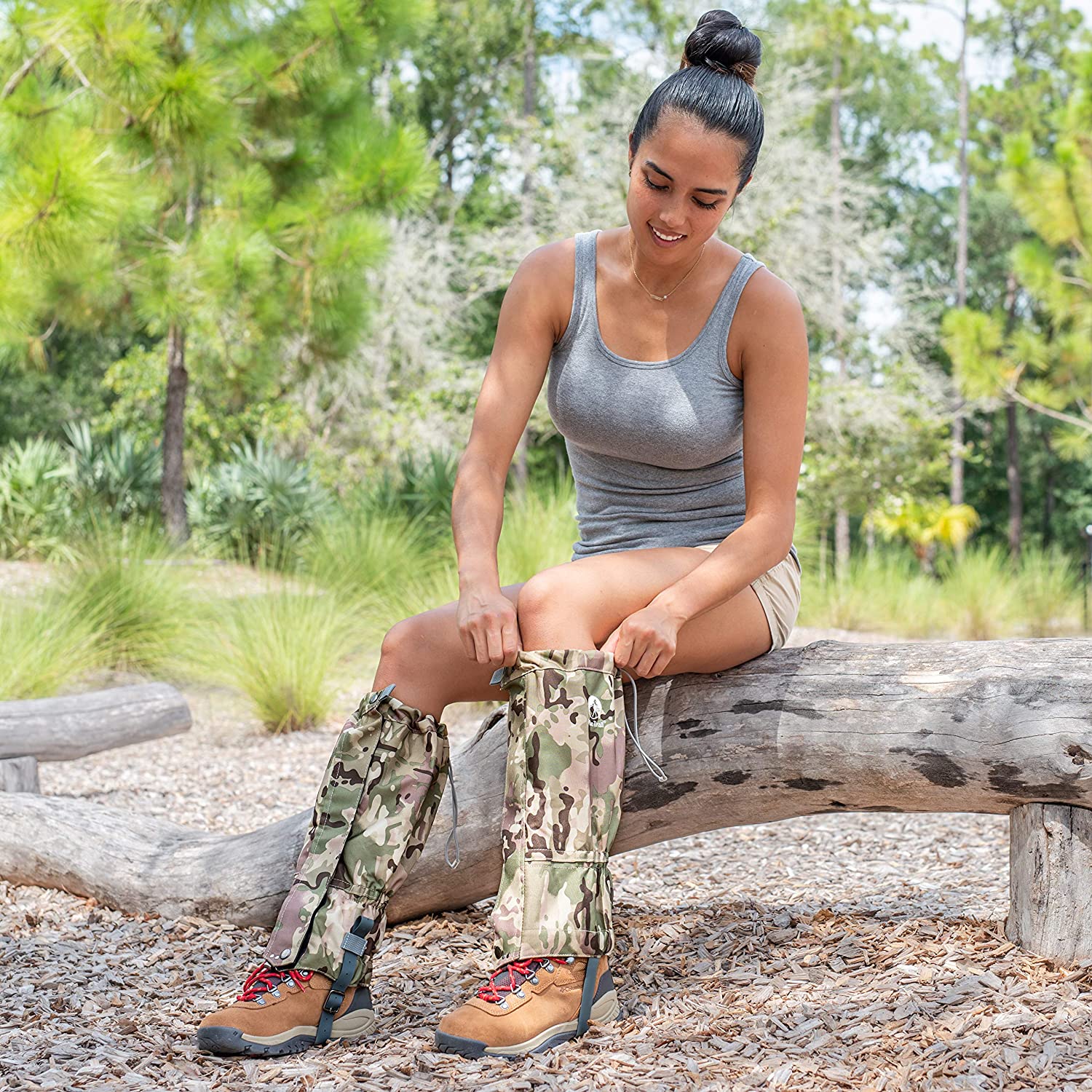 Pike Trail hiking leg gaiters in black, designed to protect legs from debris and water during outdoor trail hikes.