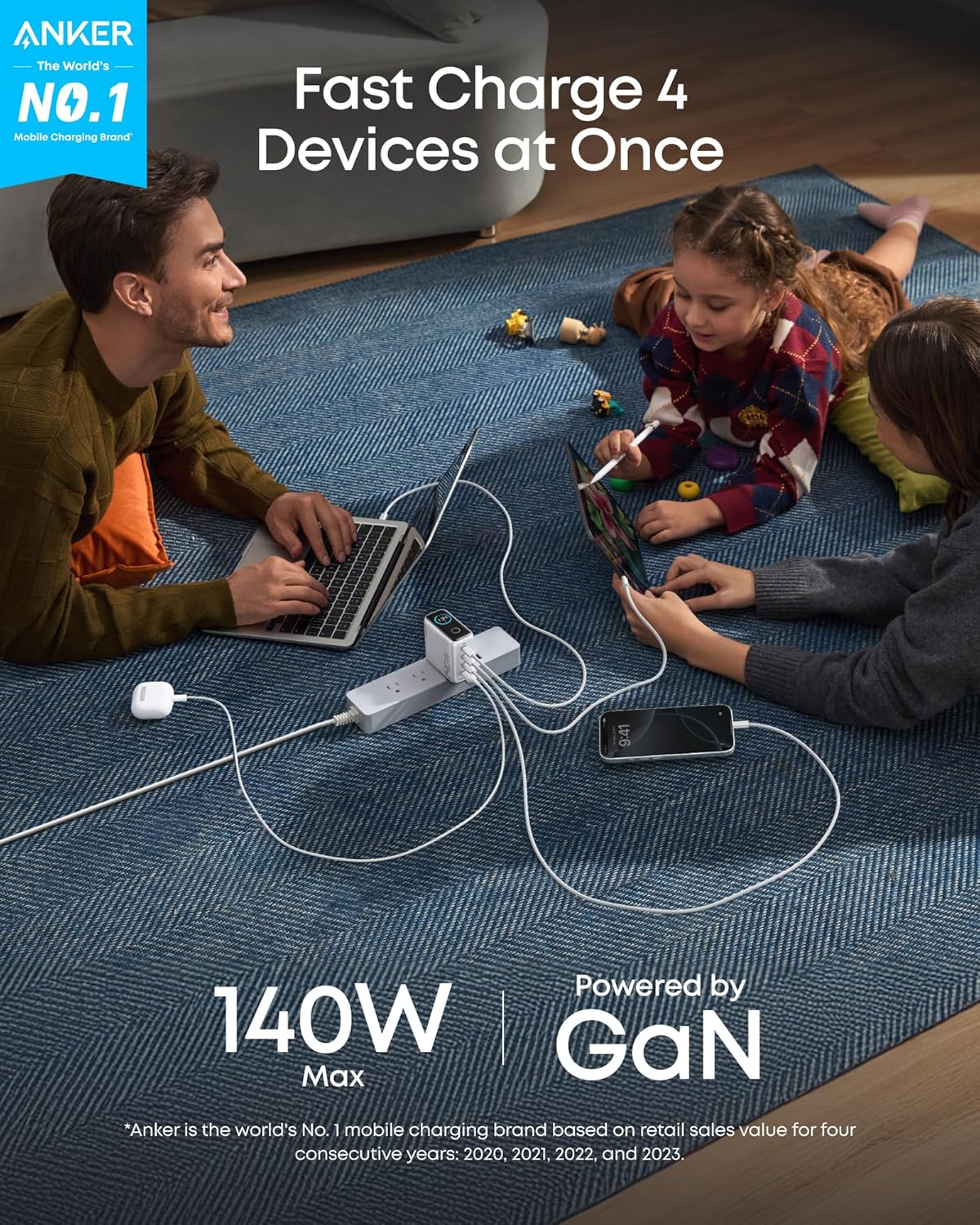 Anker 25K 165W laptop power bank with built-in retractable cables for portable charging and power supply.