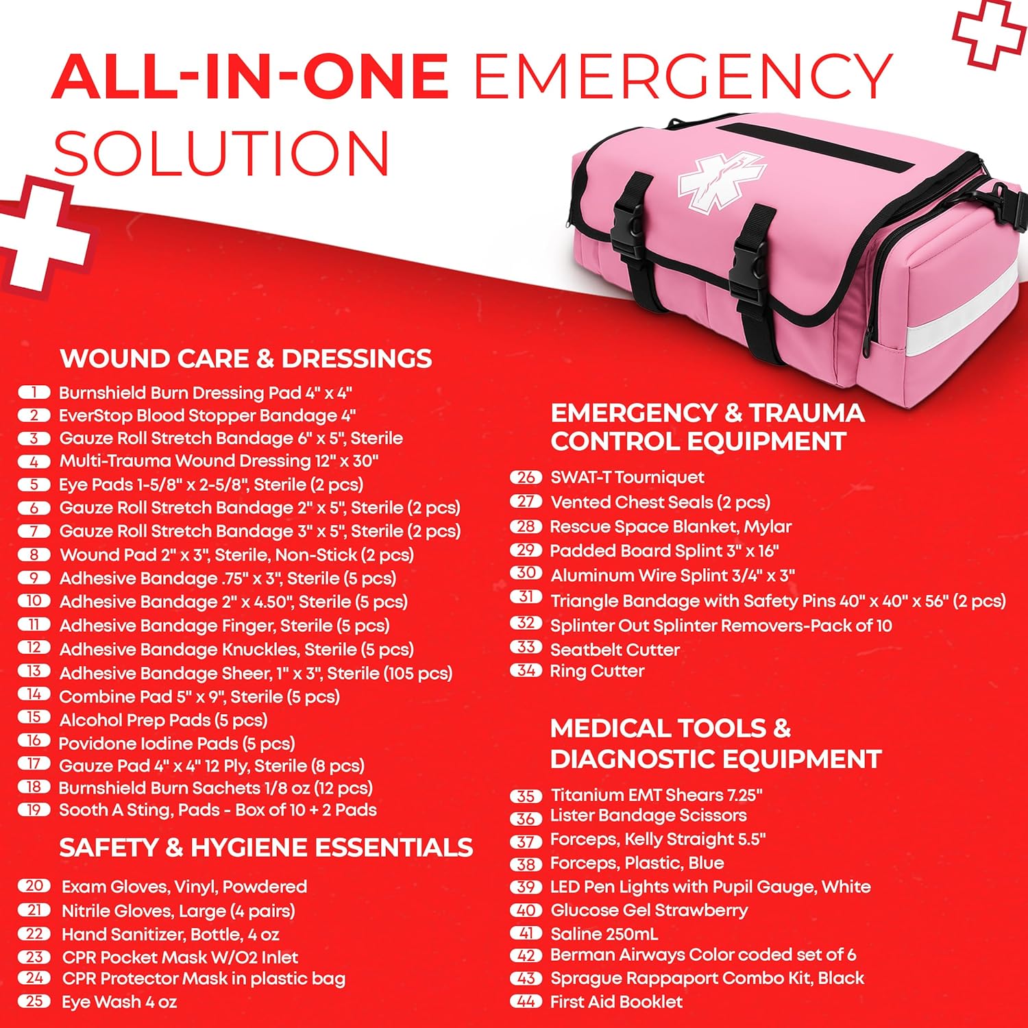 MediTac Kits Deluxe EMT Trauma Kit in a fully stocked tactical first responder bag, including medical supplies and emergency tools.