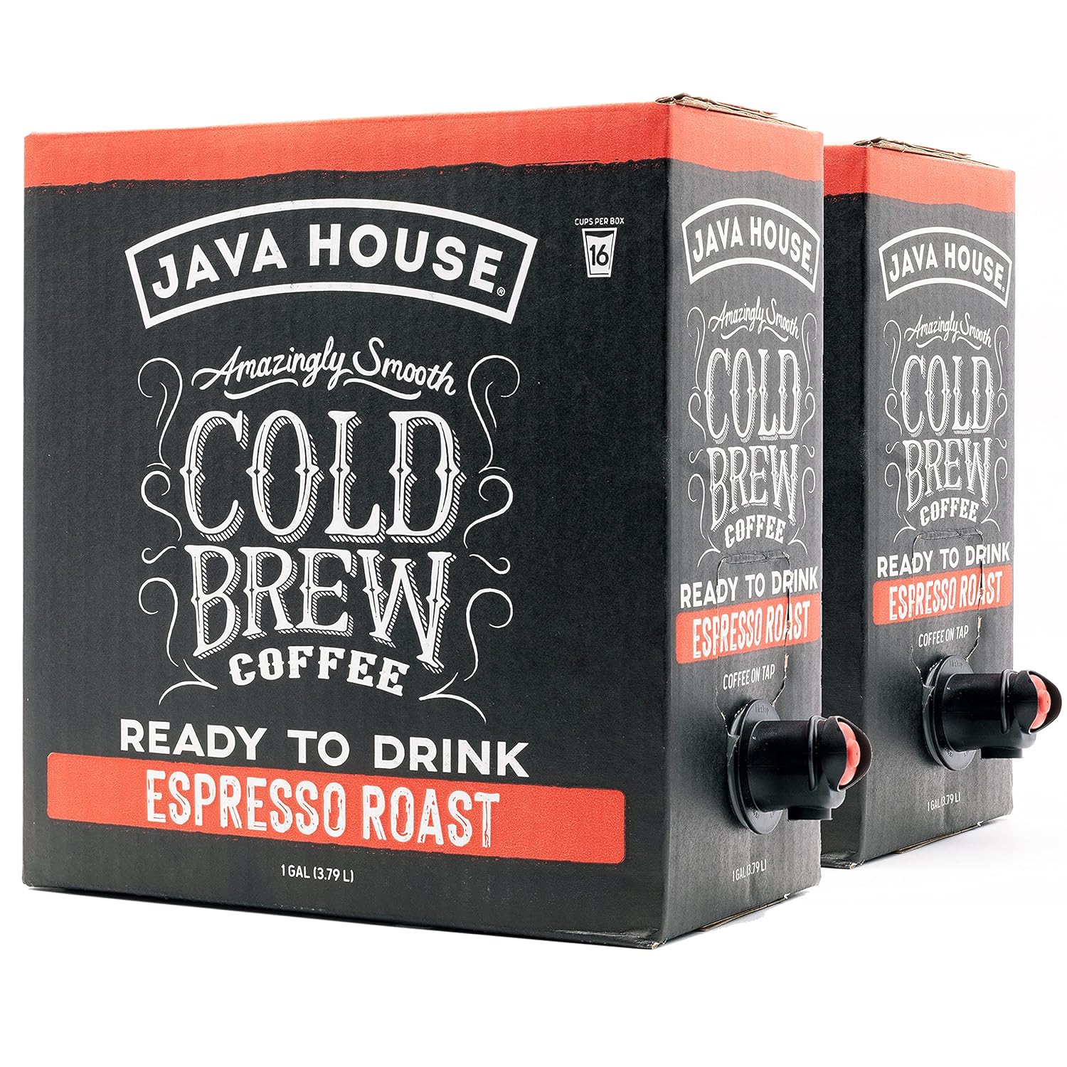 Cold brew espresso on tap from Java House, served in a clear glass with ice, showcasing a rich, dark coffee beverage.
