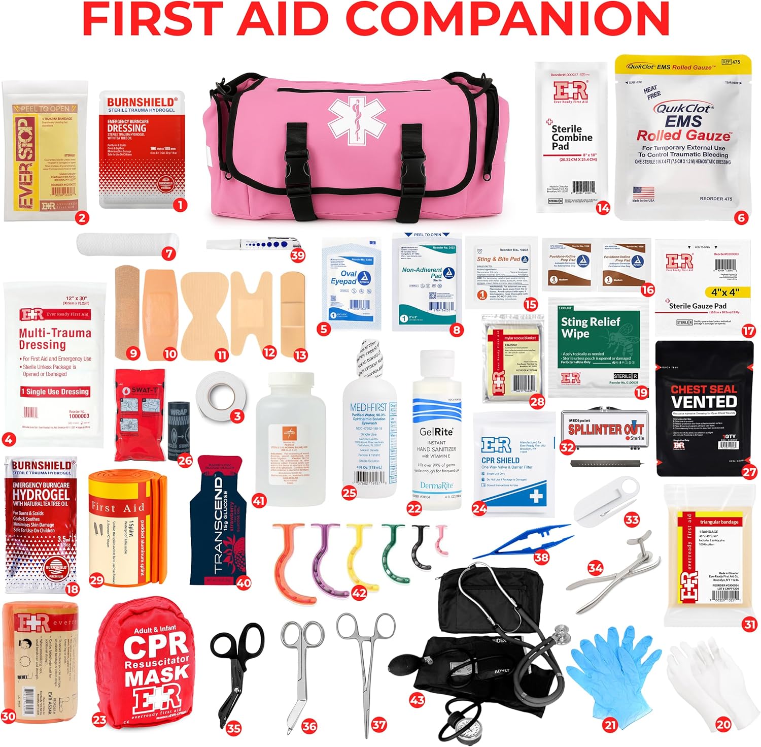 MediTac Kits Deluxe EMT Trauma Kit in a fully stocked tactical first responder bag with medical supplies and first aid gear.