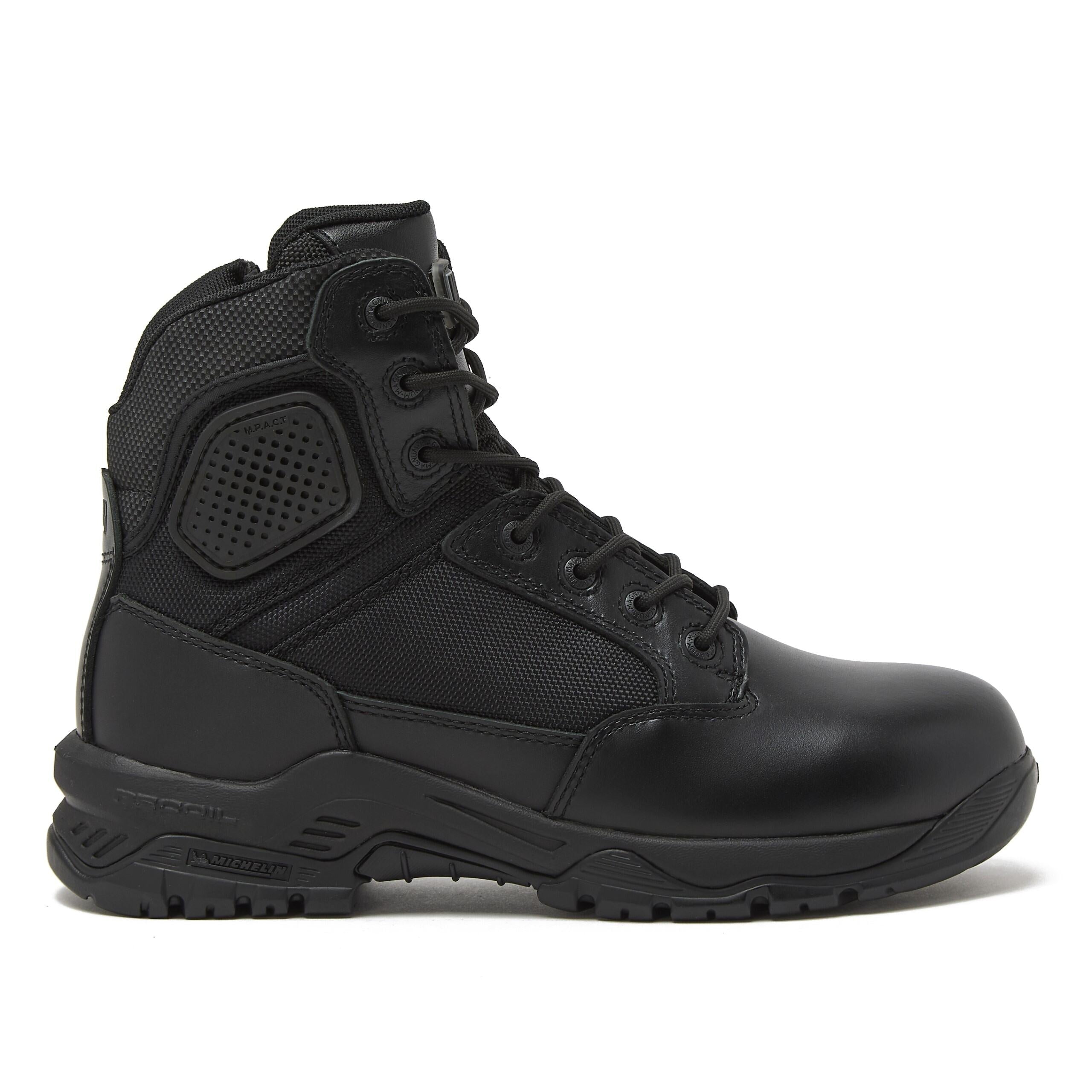 Magnum Boots Strike Force 6-inch tactical combat boots with rugged leather and breathable mesh for outdoor and work use.