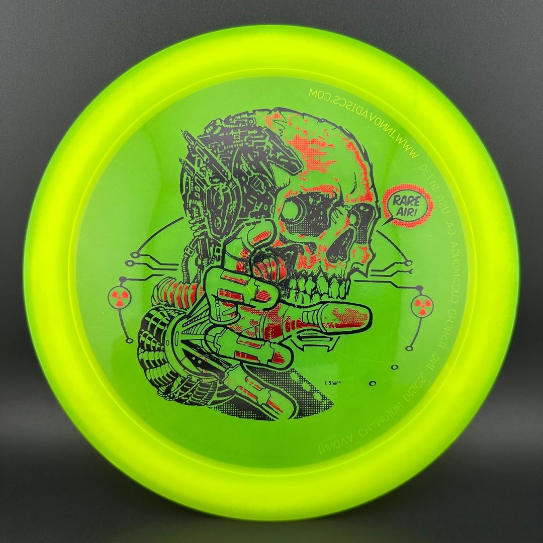 Gummy C-Blend Aztec disc golf disc by Rare Air Discs, part of the Fear V1 series, featuring vibrant colors and detailed design.