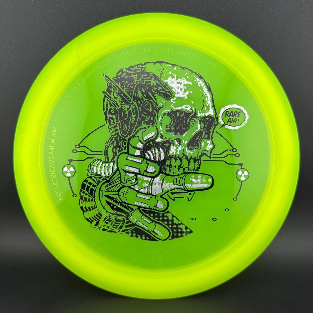 Rare Air Discs Gummy C-Blend Aztec Disc Golf disc from the FEAR V1 series by Les White, showing vibrant design and flight markings.