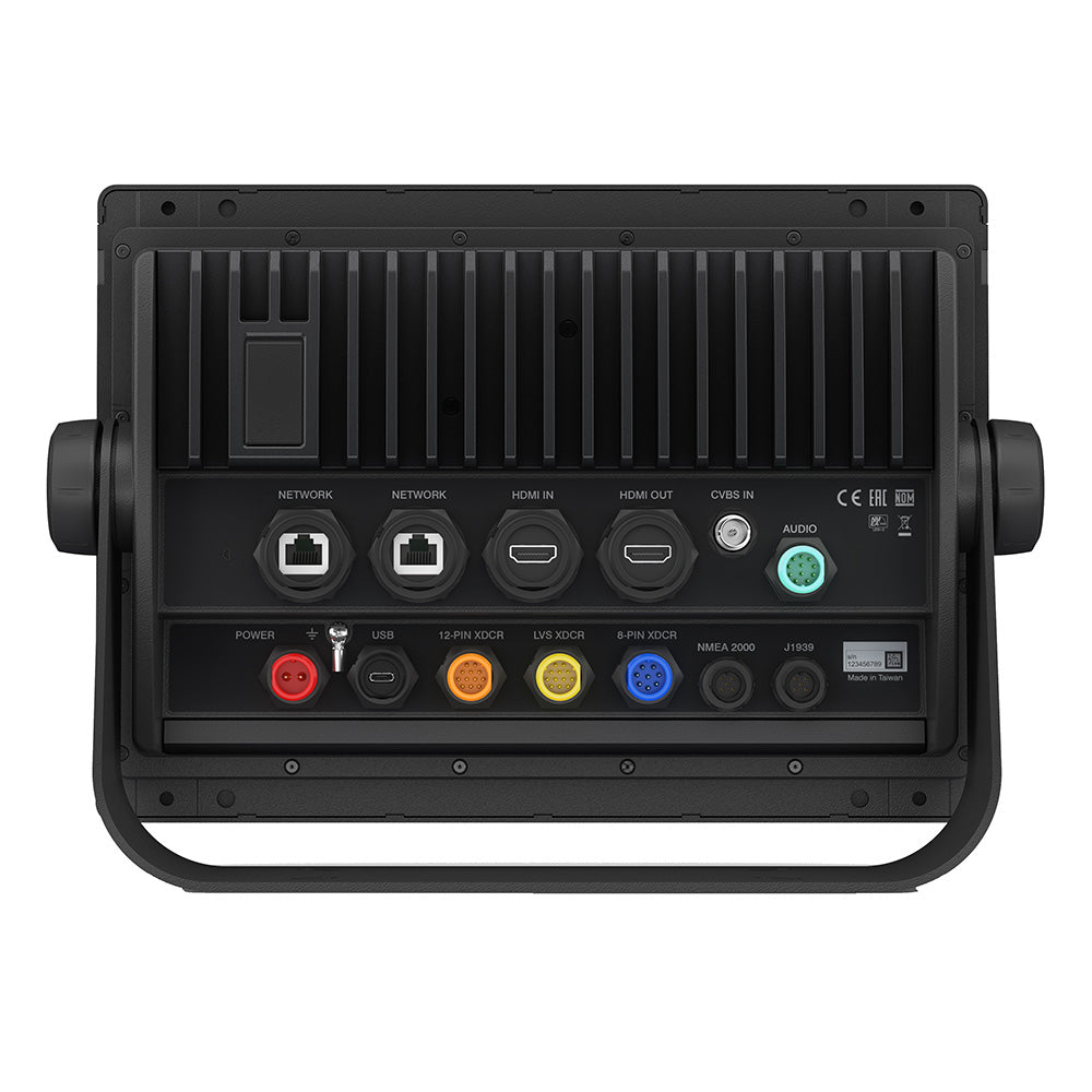 Garmin GPSMAP 8612 chartplotter GN+ marine GPS device displayed on boat dashboard, with detailed screen view.