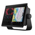 Garmin GPSMAP 8612 chartplotter with GN+ display, marine GPS navigation system on a boat dashboard.