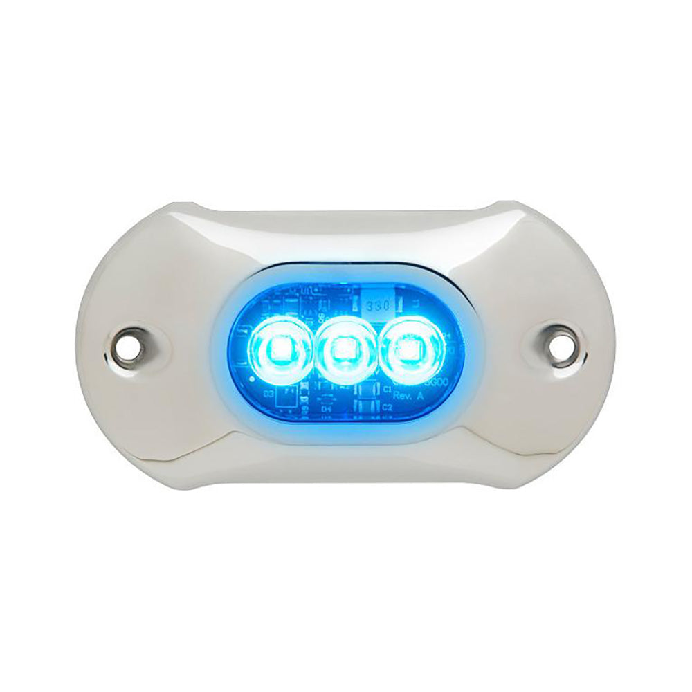 Attwood LightArmor HPX underwater light with 3 blue LEDs, designed for marine boats, by Wake World Parts.