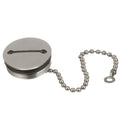Attwood deck fill replacement cap with chain, designed for boat deck fills, by Wake World Parts, shown in the image.