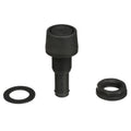 Black polypropylene Attwood straight fuel vent for boats, designed for fuel tank ventilation, by Wake World Parts.