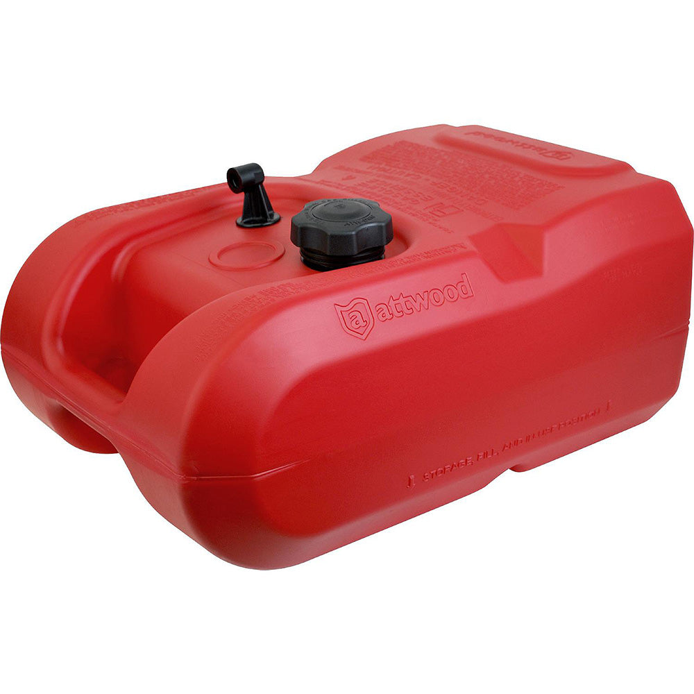 Wake World Parts Attwood 3-gallon portable fuel tank without gauge, compact fuel tank for marine or outdoor use.