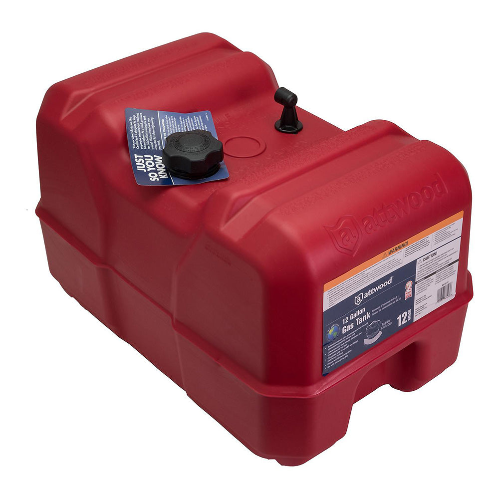 Wake World Parts 12-gallon Attwood portable fuel tank without gauge, compact marine fuel tank for boats.