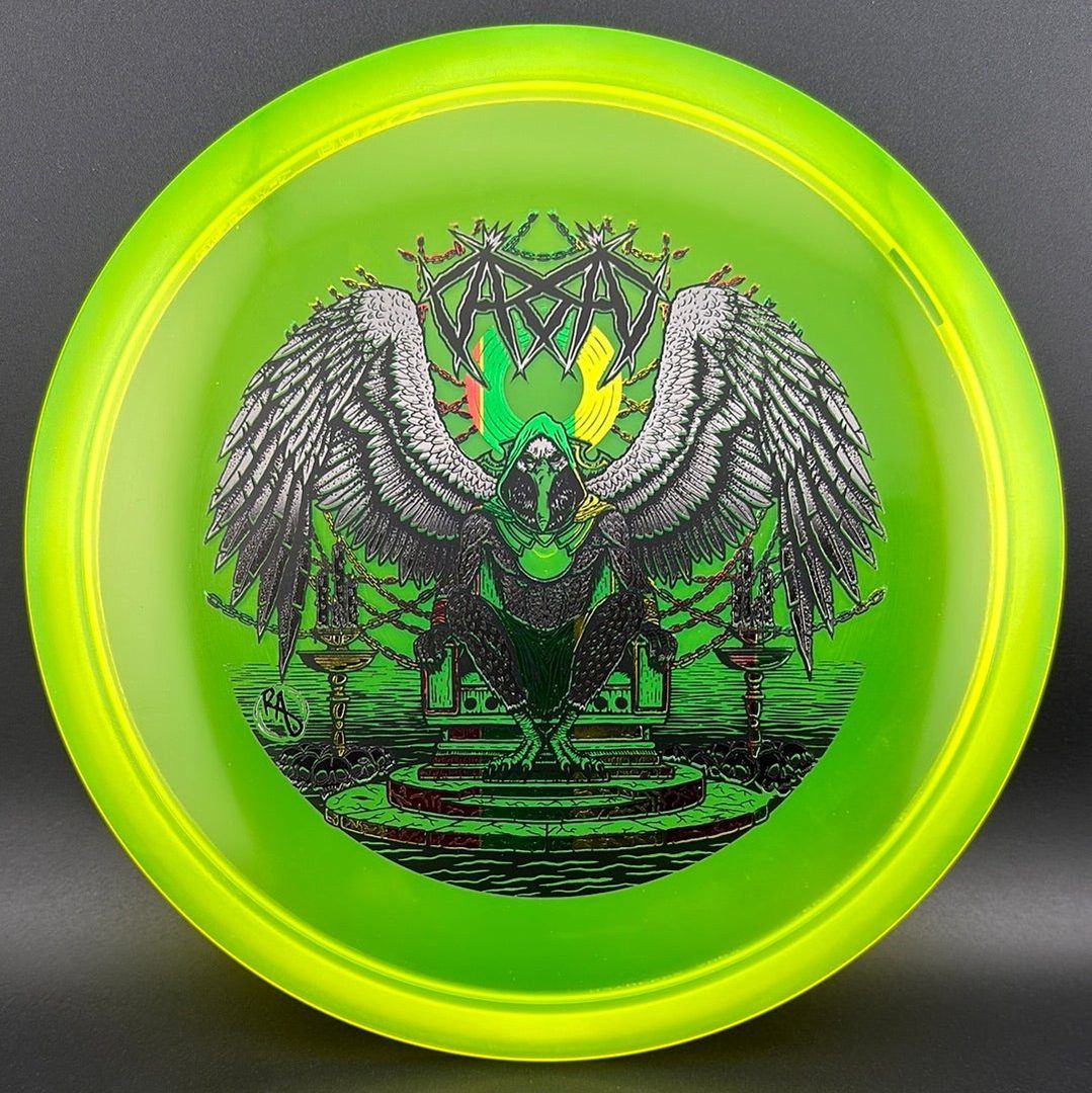 CryZtal Buzzz disc golf disc by Rare Air Discs, featuring Karudi the Overseer artwork from Cult of RAD series.