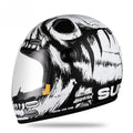 Bean's Moto Booth AMZ™ Demon Eye Retro Cruiser Helmet with black and red design, featuring a vintage-style motorcycle helmet with demon eye graphics.