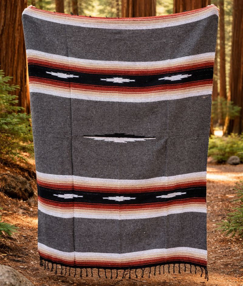 Charcoal Retro Diamond Mexican Blanket - OVERLANDERS Outfitter