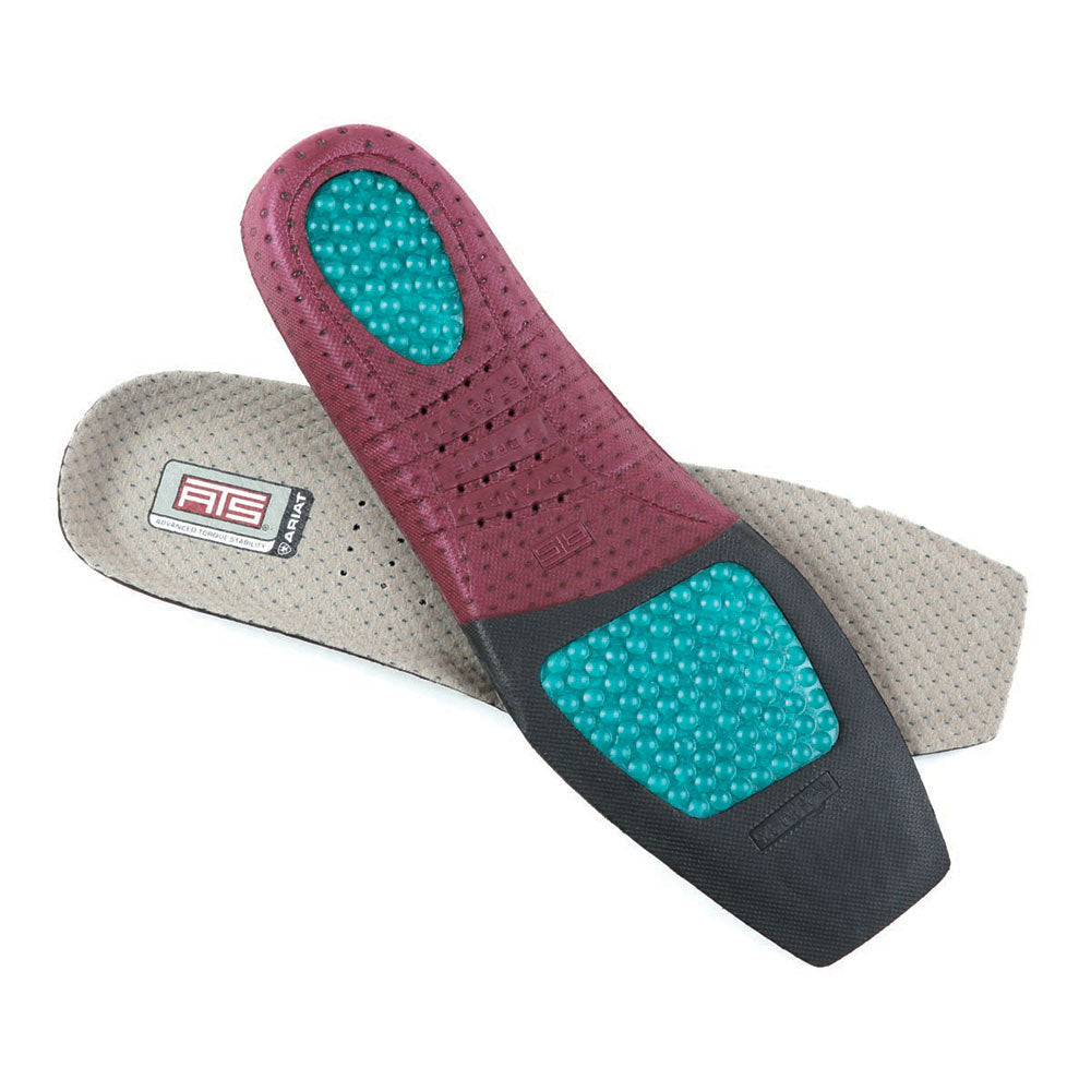 A men's Ariat ATS insole designed for Western boots, shown in a close-up view highlighting its cushioned footbed.