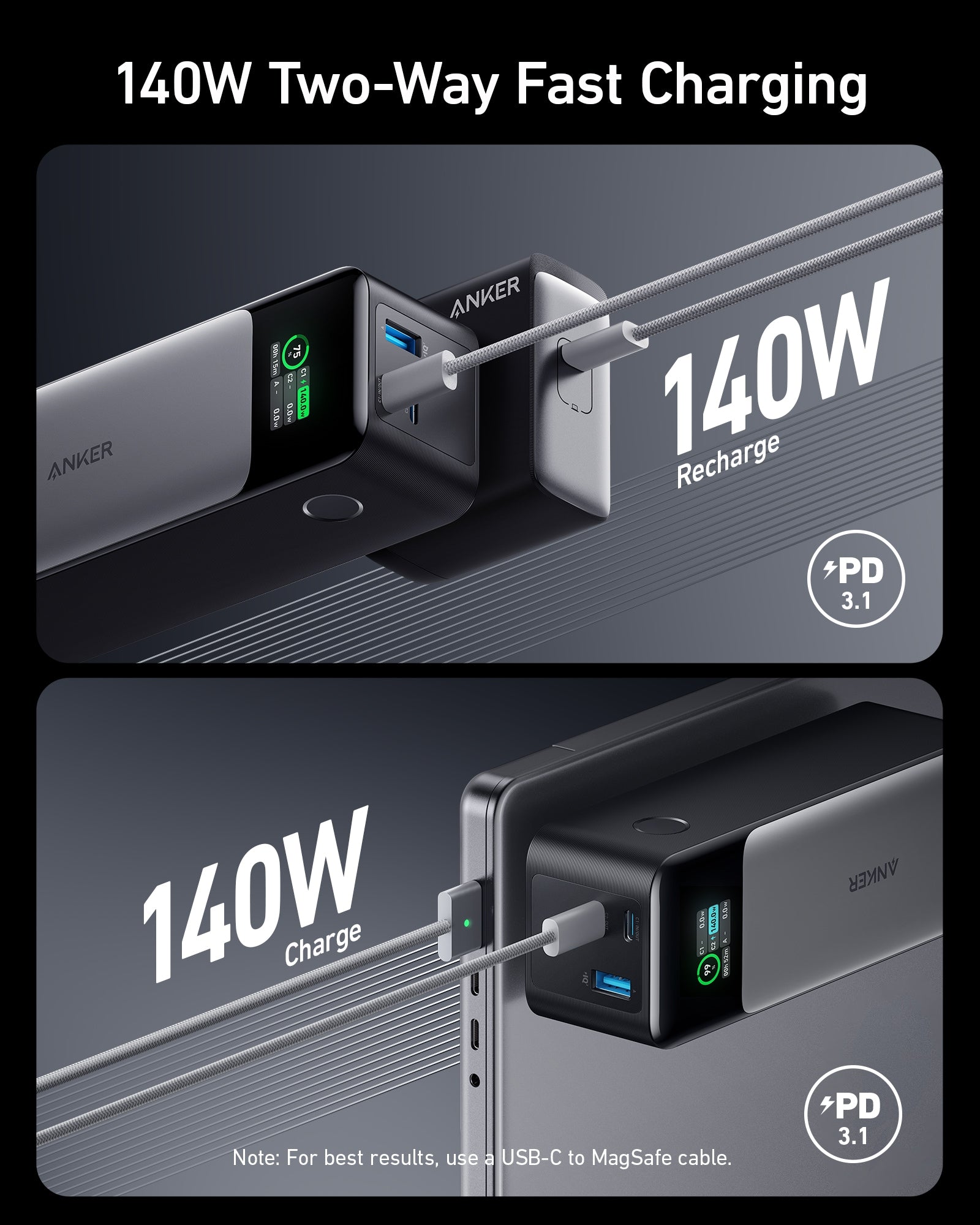 Anker PowerCore 24K portable power bank for charging devices, featuring multiple USB ports and compact design.