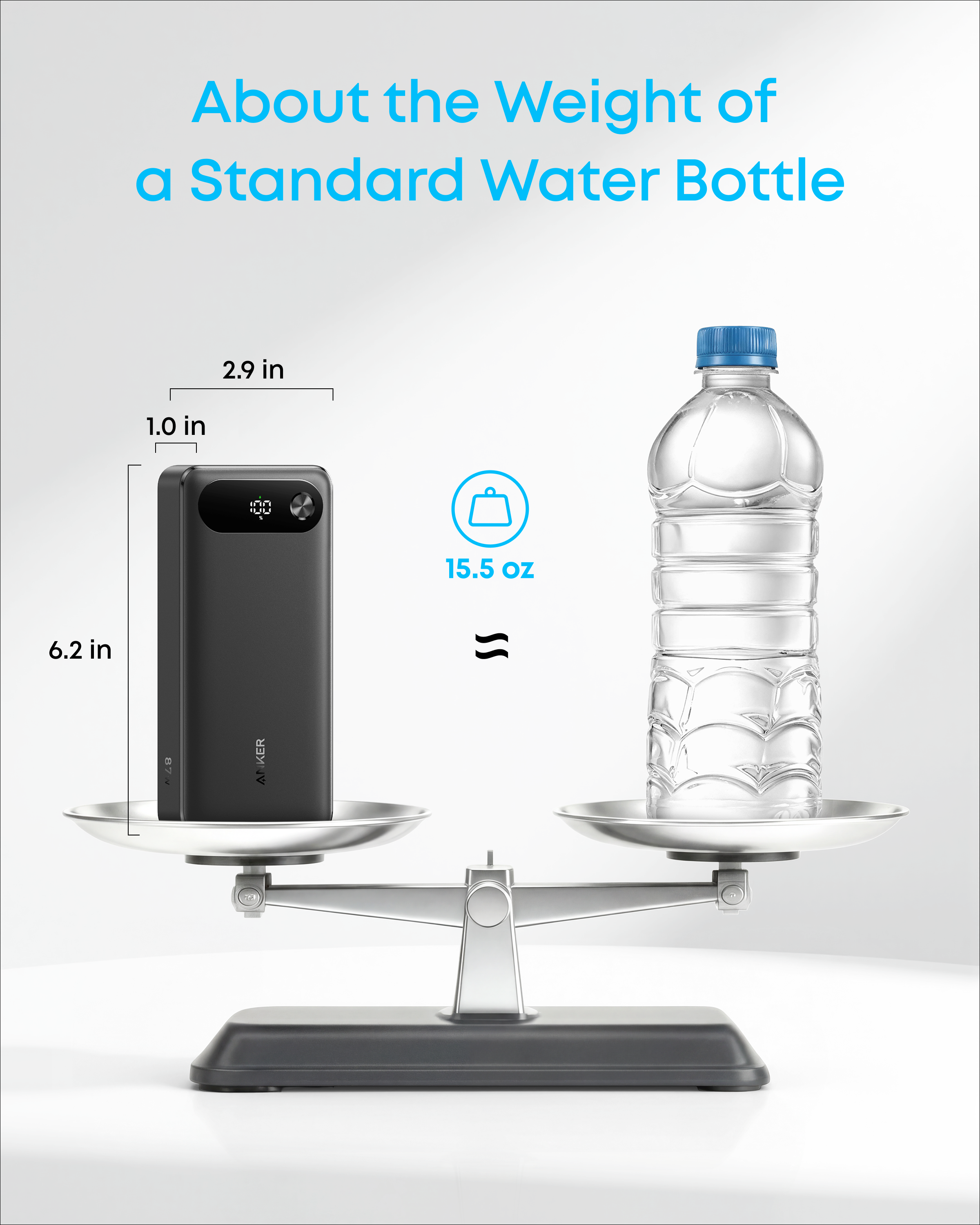 Anker Power Bank 20K with built-in USB-C cable, compact portable charger for smartphones and devices.