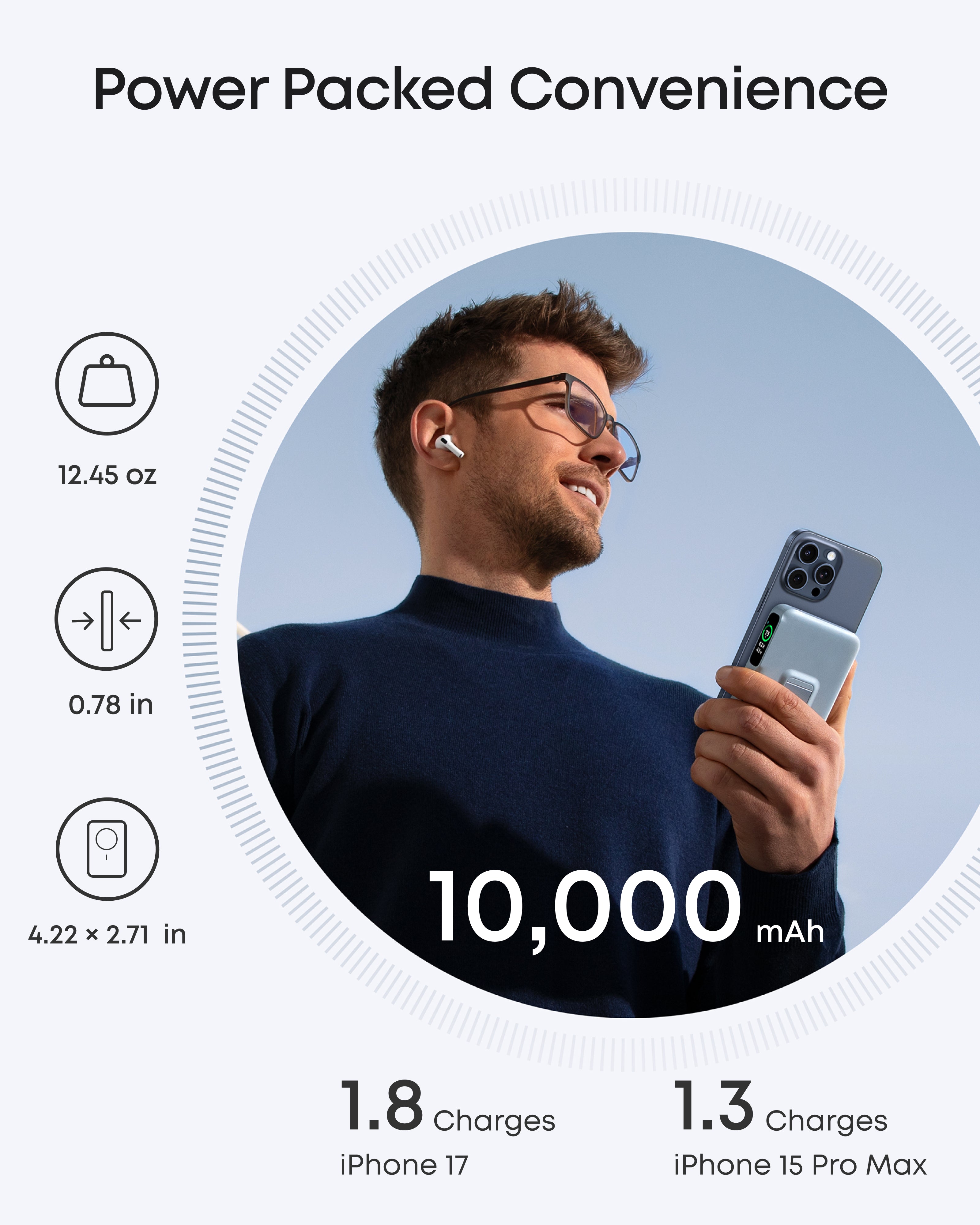 Anker MagGo Power Bank 10K with sleek design and USB-C port, portable portable charging device for smartphones and gadgets.