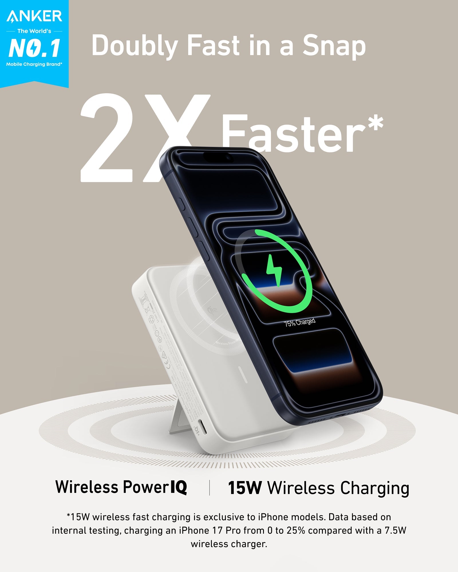 Anker MagGo 10K power bank with compact design and magnetic charging capabilities, shown with USB-C port and LED indicator.