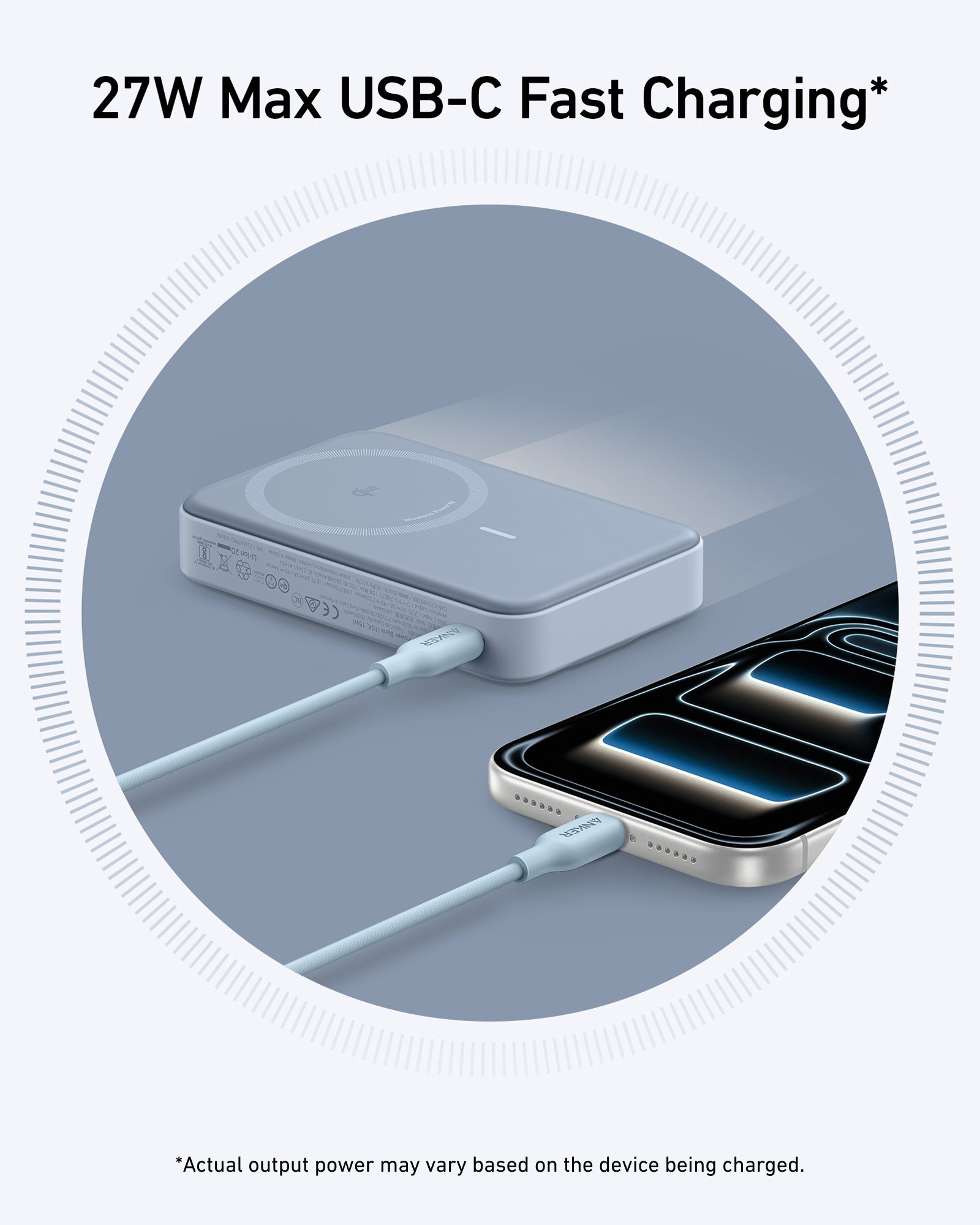 Anker MagGo Power Bank 10K with magnetic attachment for wireless charging, compact design, and USB-C port for versatile device charging.